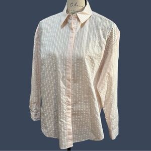 Mossimo Dutti Pale Pink Striped Woven Button Down Long Sleeve Blouse Size S